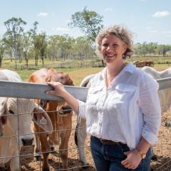 Dr Karen with the Bos indicus herd 